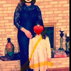 Blue lace 3/4 sleeve dress